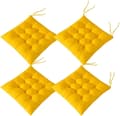 4-pack 40x40 cm Quiltade Stolsdynor - Gula Sittdynor för Inomhus & Utomhus, Kompatibla med Olika Stolar[JUN]