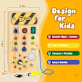 Miniatyrbillede 4 af 5: Træ Busy Board til småbørn Montessori Busy Board LED-lysafbryder Sensorisk bræt Pedagogisk læringslegetøj Baby og småbørn fra 3 år A