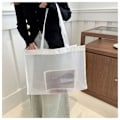 Miniatyrbillede 4 af 10: SORT Transparent Mesh Strandtaske, Håndholdt Indkøbstaske Black