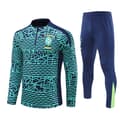 Halv lynlås Brasilien Søblå Fodboldtræningsdragt Efterår Vinter til Voksne & Børn[JUN] 14 Brazil/Lake Blue