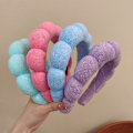 Miniatyrbillede 3 af 5: Ansigtsvaskebånd, 1 stk Bubble Puffy Face Wash Headband til makeup / hudpleje, skridsikker frottéhåndklæde (Blå) blue
