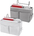 2-pack Vattentät Sängficka i Canvas med Fickor, Grå & Vit [JUN]