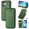 iPhone 17 Leather Case with Cubic Grid Design and Magnetic Closure Grön