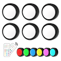 Miniatyrbillede 2 af 4: LED-forlygter 6 stk. med 2 fjernbetjeninger RGB-design Flere farver Sort