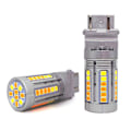Pikkukuva 1 / 8: 2 kpl P27/7W LED 3157 12-24V valkoinen-oranssi lamppu, ei virhettä 100% CANBUS