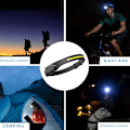 Pikkukuva 3 / 9: Otsalamppu - COB + LED, liiketunnistin, tehokas akku 2x 8h toiminta, 400lm