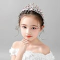 Miniatyrbilde 5 av 5: Rosa Krystall Tiara for Barn, Jenteprinsesse Kostyme Rhinestone Krone Hodebånd, Bryllup Brud Hårtilbehør, 15*5.5CM, rosa gull