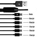 Miniatyrbilde 4 av 5: USB2.0 Type A Hann til 6 Type-C UsbC Hann Y Splitter Data Synkronisering og Ladekabel Adapter 1.5m