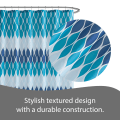 Miniatyrbillede 3 af 4: Tekstureret Bruseforhængssæt, Sæt med 1 Bruseforhæng & 12 Metal Kroge, Rustfrit, 100% Polyester, Maskinvaskbar, Måler 70” X 72”, Blå Blue