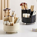 Miniatyrbillede 4 af 5: 360 Graders Makeup Organizer Spinnende Kosmetik Display Cases med 5 Rum Acryl Klar Rund Drejeskive Opbevaringsskuffe Counter Organizer Case, A A