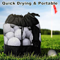 Miniatyrbillede 3 af 5: 2 stk. Golfboldposer, Nylon Mesh Golfboldpose, med Snørepose til Golfbolde, Golfopbevaring Snøre Meshposer (Sort)