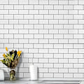 Miniatyrbild 2 av 6: 12\" x 12\" Självhäftande Kakelplattor i Tunnelbanestil, Blank Vit Självhäftande Väggplattor för Kök och Badrum, 1 Förpackning 1pcs