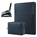 Miniatyrbillede 1 af 5: 15 16 tommer Laptop Sleeve Case Læderetui med Justerbar Stativ Kompatibel med MacBook Pro 16 2021 2019/15.4'' MacBook Pro15 A1990 A1707 A1398, Blå