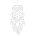Pikkukuva 1 / 5: Heart-muotoinen unelmansieppaaja, käsityönä valmistettu pitsiunelmansieppaaja höyhenillä ja helmillä, seinäkoriste, boho-tyyli, kudottu taideteos, tuulisoittokello, kodin ja makuuhuoneen sisustukseen