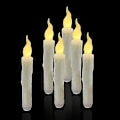 Miniatyrbilde 2 av 5: Flammeløse flimrende lys, 1 fjernkontroll, 17 cm elfenben, batteridrevne LED-vindulys, timer, sett med 6 flammeløse plastlys med voks-effekt