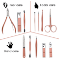 Miniatyrbillede 2 af 5: Negleklippere og skønhedsværktøj Bærbart sæt, Rosaguld Martensitisk Rustfrit Stål Manicure Sæt 12 i 1