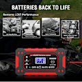 Miniatyrbilde 5 av 5: 12V 6A Batterilader, Smart Batterilader og LCD-skjerm, Bilbatterilader for Biler, Motorsykler, Lastebiler, AGM, Gel, SLA (2Ah-100Ah)