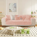 Miniatyrbilde 2 av 6: Tykke Kanin Plysj Sofadeksler 1 2 3 Seater, Sklisikre Sofadeksler, Morsomme Fuzzy Sofadeksler, Varme Fløyels Sofaputetrekk (70x180cm) Pink 70*180cm
