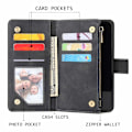 Miniatyrbillede 2 af 5: Wallet Case til iPhone 11, Håndtaske med Lynlåslomme, Støttefod, Kortholder Slots med Håndledsrem TPU Stødsikkert Flip Cover til iPhone 11 - Sort