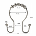 Miniatyrbillede 3 af 5: 12 stk. Bruseforhængsringe, rustfrit stål rulle, rustbestandig balance glidende anti-drop dobbelte brusekroge, til badeværelse