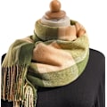 Miniatyrbillede 6 af 6: Vinter Tartan Tørklæde til Kvinder, Cashmere-lignende Tørklæder, Lange Varme Slå-om, Pashmina Kvast-sjal, Stola, Valentinsdagsgaver, Tørklæder, Julegave Green