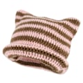 Miniatyrbillede 1 af 3: Katte Beanie Hæklet Hatte med Ører Strikket Stribet Vinter Varmt Elastisk Kasket, Pink og Brun Pink and Brown