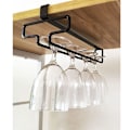Miniatyrbillede 5 af 5: 2 Pak Vin Glas Holder Stængglas Stativ Hængende Under Skab Vin Glas Stativ Ingen Boring Hængende Champagne Goblets Opbevaring Organiser, Sort