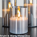 Miniatyrbild 3 av 5: Silvergrå Glas Flamlösa Flimrande Ljus med Fjärrkontroll, 3-pack Realistiska LED-Fusk Ljus ∅ 3\" H 4\" 5\" 6\"