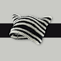 Miniatyrbillede 2 af 3: Katte Beanie Hæklet Hatte med Ører Strikket Stribet Vinter Varmt Elastisk Kasket, Sort og Hvid Black and White
