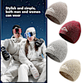 Miniatyrbild 4 av 5: Stickad Beanie för Män och Kvinnor, Varm Vinterhatt, Tjock Varm Hatt, Stickad Skidhatt för Vinter, Vindtät Varm Hatt för Utomhuscykling Dark Red