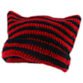 Miniatyrbillede 1 af 5: Katte Beanie Hæklet Hatte med Ører Strikket Stribet Vinter Varmt Elastisk Kasket, Sort og Rød Black and Red