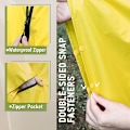 Miniatyrbillede 3 af 5: Regnponcho til voksne, vandtæt udendørs hætte, poncho vandtæt til kvinder med lynlås, festivalponchoer vandtæt lang, vandtætte kapper plusstørrelse Yellow