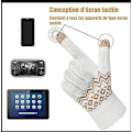 Miniatyrbild 2 av 5: 1 Par Damhandskar Vinter Varma Touchscreen-Handskar Mjuka Stickade Söta Elaphurus-Mönster - Vit - One Size White