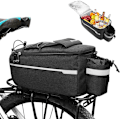Miniatyrbillede 1 af 7: Cykeltaske, Bagagebærer Taske, Isoleret Taske, Cykelsæde, Multifunktionel Køletaske til Bagagebærer, Skuldertaske, 38*16*15.5cm, Sort (Sort) Black