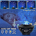 Miniatyrbillede 4 af 4: Stjerneprojektor med Bluetooth-højttaler - LED stjernehimmel projektionslampe Bluetooth musik vandkrusning stjernehimmel lampe stue soveværelse atmosfære