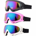 Miniatyrbilde 1 av 5: Skibriller, 3-pak med snowboardbriller til barn, gutter, jenter, ungdom, menn og kvinner (svart, rosa og hvit)