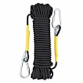 Miniatyrbilde 1 av 5: Multifunksjons 8mm 20m Utendørs Tau Hjemme Nødklatringstau, Multifunksjonelt Tau Sikkerhetstau for Magnetisk Fiske Vandring Grottetur Camping Redning, Svart 20m