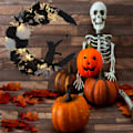 Miniatyrbilde 3 av 5: Halloween-kranser til inngangsdøren, Halloween-hjemmedekorasjon, familiegjenforeningsdekorasjonskrans, utendørs, vegg, skap, gjerde, krans Halloween