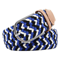 Miniatyrbild 1 av 5: 41 * 1,3 tum unisex elastiskt tyg flätat stretchbälte avslappnat män kvinnor midjebälte med PU-läder spänne, blå vit svart blue white black