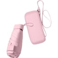 Pikkukuva 1 / 4: Taitettava matkavarjo, pieni ja kompakti sateenvarjo auringolta ja tuulelta, UV-sateenvarjo vetoketjullisella kotelolla naisille ja tytöille Pink