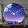 Miniatyrbild 5 av 5: Glasväggklocka 12 tum tyst icke tickande runda väggklockor för vardagsrum sovrum hall kontor, meteor B