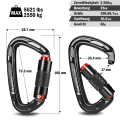 Miniatyrbilde 3 av 5: Klatrekarabiner, automatisk låsende karabiner, 25kN-2550kg, stor 10cm, svart og grå