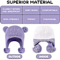 Miniatyrbillede 4 af 5: Baby Vinterhue, Sød Bjørnøre Beanie, Varmt Fleeceforet Strikket Hat (50-52cm) L,50-52cm