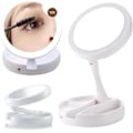 Miniatyrbillede 1 af 5: LED Foldbart Makeup Spejl med 1X/10X Forstørrelse, LED Lysende Dobbeltsidet Bordkosmetikspejl USB Lysende Spejl til Bord Skrivebord Badeværelse