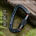 Miniatyrbilde 5 av 5: Klatrekarabiner, automatisk låsende karabiner, 25kN-2550kg, stor 10cm, svart og grå