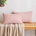 Miniatyrbillede 1 af 5: Corduroy Granule Pudebetræk Dekorative Pudebetræk Aflange Bløde Pellets Solid Pudebetræk til Sofa Soveværelse 12x20 Tommer 2#Pink