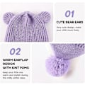 Miniatyrbillede 5 af 5: Baby Vinterhue, Sød Bjørnøre Beanie, Varmt Fleeceforet Strikket Hat (50-52cm) L,50-52cm