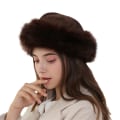 Miniatyrbillede 2 af 2: Damehat til vinter Kosak Russisk stil Hat Flurry Fleece Fisker Mode Varmt Hætte (Brun) Brown