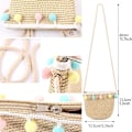Pikkukuva 5 / 5: Tyttöjen aurinkohattu ja mini crossbody -laukkusetti, kesäranta olkihattu ja minilaukku setti, lapsille tytöille loma ulkoilu matkailu