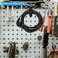 Miniatyrbillede 5 af 5: Forlængerledning Holder Organizer 10 Tommer, 2 Pakker Krog og Loop Opbevaringsrem Hængende til Strømkabler Tov Hængende Garage Vægopbevaring, Sort